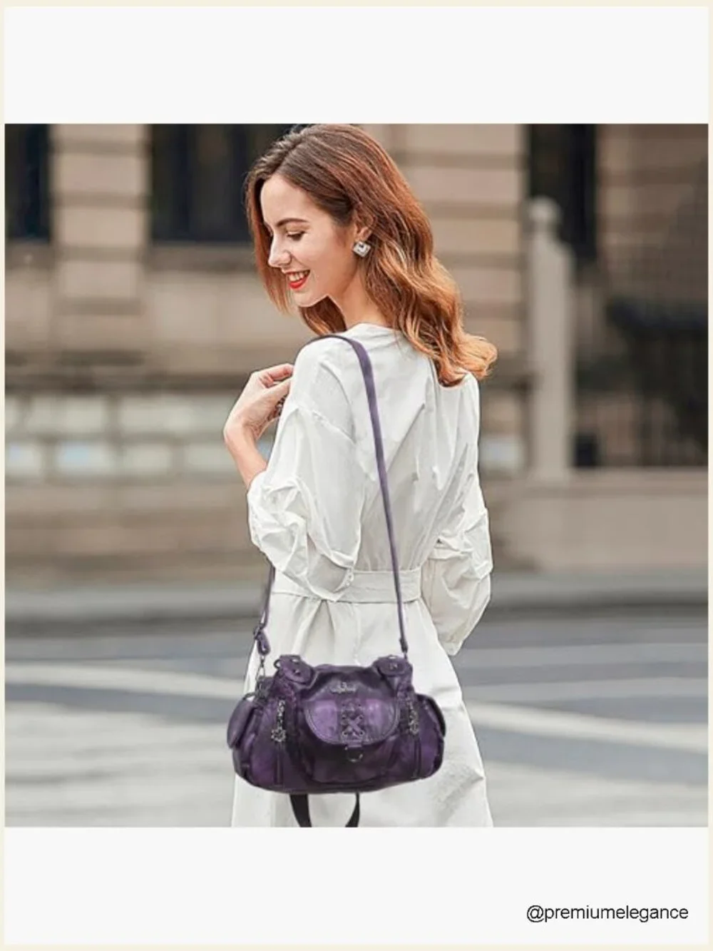 Small Hobo Shoulder Crossbody Bag Vegan Leather Multi-Pocket Tote